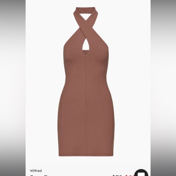Aritzia Wilfred Bay Cross Front Halter Bodycon Dress - Picture 1 of 10